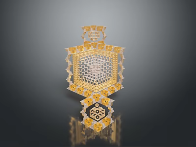 Ornate Decorative Furniture With Gold White Geometric Patterns And Intricate Carvings 3d model