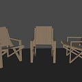 Three Modern Wooden Leisure Chairs With Light Wood Frame And Cross Leg Design