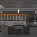 Well Equipped Biology Laboratory Interior With Lab Benches Cabinets And Scientific Tools