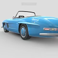 Vintage Blue Mercedes Convertible Roadster Car With Classic Retro Design