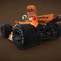 Orange Racing Car With Beta Branding Helmet Tires And Number 8