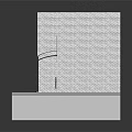 Building Model Structure With White Brick Wall Red Door Blue Window And Transparent Porch Canopy