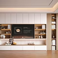 Modern White TV Wall Unit With LED Lighting Storage Shelves And Wooden Design