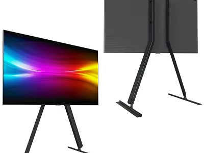 Modern TV With Vibrant Display Screen And Black Tripod Stand Design 3d model