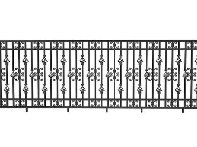 Decorative Metal Fence With Intricate Floral Patterns And Vertical Bars Design 3d model