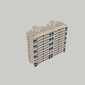 Modern High Rise Apartment Building Exterior With Blue Sky And White Clouds