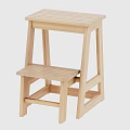 Wooden Folding Step Stool With Two Tier Design And Light Finish