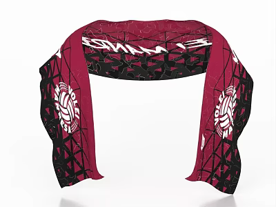 Red Black Headband With White Geometric Patterns And Sporty Design 3d model