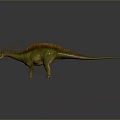 Green Dinosaur Model With Green Body Orange Red Spines And Long Tail Standing
