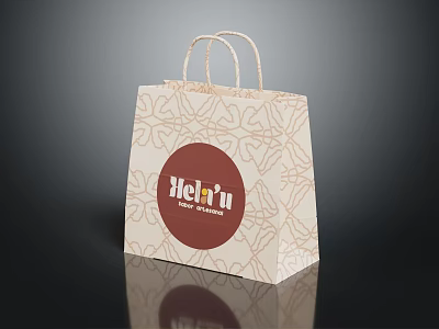 Stylish HeFu Paper Bag With Patterned Design And Sturdy Handles For Daily Life Use 3d model