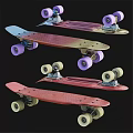 Colorful Skateboard Sports Equipment With Purple Beige Wheels And Textured Decks