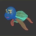 Cute Green Cartoon Turtle Character With Smiling Face And Detailed Shell Design