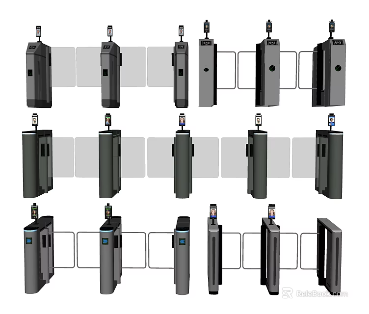 Public Facility Turnstiles With Various Styles For Access Control In Public Areas 3d model 