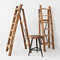 Wooden Ladders And Stool Essential Hardware Tools For Home Improvement And Workshop Use 3d model