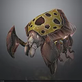 Exotic Animal With Yellow Spotted Carapace Red Claws And Multiple Legs Structure