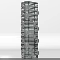 High Rise Modern Office Building With Curved Glass Curtain Wall and Illuminated Interior Windows