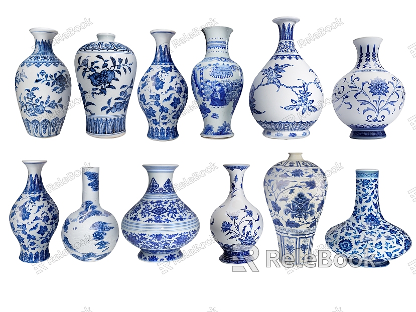 Chinese Porcelain Blue and White Porcelain Ceramic Porcelain Jar Antique Antique Porcelain Jar Plum Bottle Decoration Cultural Relics Plum Bottle Jun Porcelain Vase model