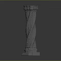 Ornamental Column With Intricate Carved Patterns And Stone Texture Base Capital 3d model