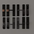 Various Smart Door Locks With Different Designs Colors And Keypad Features 3d model