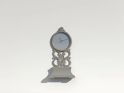 Ornate Silver Mantel Clock With Decorative Base And Classic Dial Design 3d model