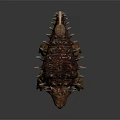 Fierce Spiked Dinosaur With Red Orange Skin Curled Tail And Open Mouth