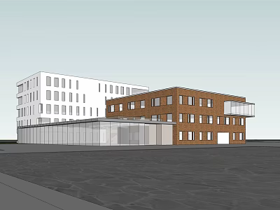 modern office building multi-storey office building 3d model