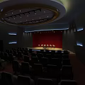 Modern Bar Interior With Circular Ceiling Lighting Design Central Counter High Stools And Decorative Walls