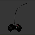 Black Wired Game Controller With Red Action Button And Ergonomic Grip