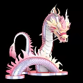 3D Dragon Model With Pink White Body And Silver Flame Like Design On Black Background