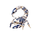 Blue And White Ceramic Scorpion Figurine With Decorative Floral Patterns
