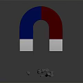 Red And Blue Horseshoe Magnet Decorative Ornament Set With Gray Base And Metal Screws