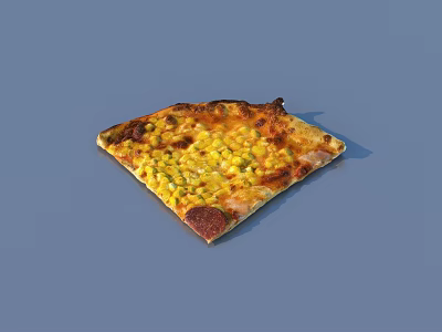 Savory Square Pizza With Corn Kernels Melted Cheese And Crispy Crust 3d model
