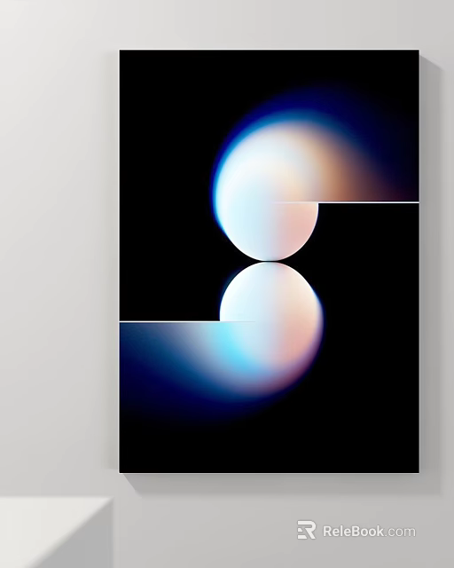 Symmetric Abstract Painting With Gradient Colored Circles And Horizontal Lines On Black Background 3d model 