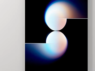 Symmetric Abstract Painting With Gradient Colored Circles And Horizontal Lines On Black Background 3d model
