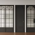 Dark Interior Doors With Glass Panels White Walls And Wooden Floor Design