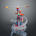 Colorful Robot Action Figure With Long Pole Weapon And Transparent Spiral Base