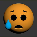 Yellow Round Emoji Daily Life Decoration With Blue Sweat Drop And Sad Face