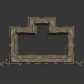 Ancient Stone Fortress Model With Square Structure And Surrounding Guard Figurines 3d model