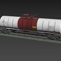 Rail Tank Cars In Blue White Brown Colors On Railway Track With Green Grass