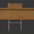 Sturdy Wooden Desk With Metal Frame And Attached Backrest Chair