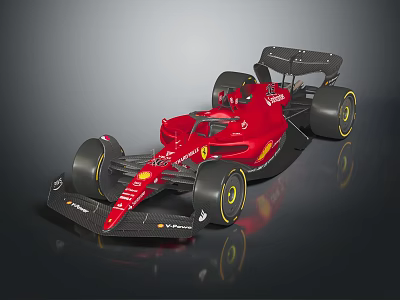 Red Ferrari F1 Race Car Featuring Streamlined Body Large Tires And Rear Wing Design 3d model