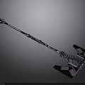 Ornate Battle Axe with Intricate Metal Carvings Black Silver Medieval Style Decorative Weapon