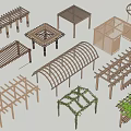 Various Wooden Pergola Structures With Different Shapes And Garden Plant Decorations