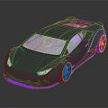 Black Sports Car With Purple Accents Sleek Aerodynamic Body And Rear Spoiler