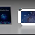 Modern Background Wall Featuring Two Tech Display Screens With Bioinformatics Graphics And Touch Icons 3d model