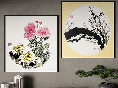 New Chinese Plant Painting Decorative Painting model