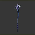 Fantasy Enchanting Magic Staff Weapon With Purple Blue Floral Vine Design