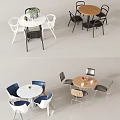 Modern Round Table and Chair Set With Marble Wooden Top And Colorful Seats