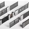 Modern Metal Entry Gates With Slatted Panels And Sleek Frame Design 3d model