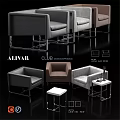 Alivar Club Lounge Chairs With Grey Brown Beige Upholstery And Metal Frame Side Tables